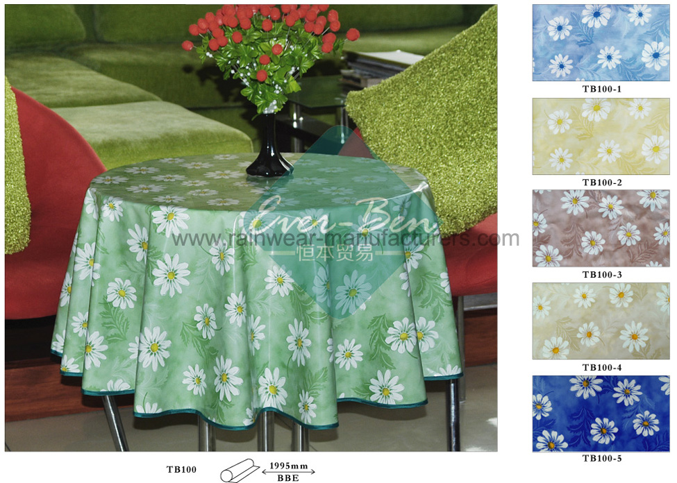 PR013 Round PVC Wipeable Tablecloth-Plastic Dining Table Covers